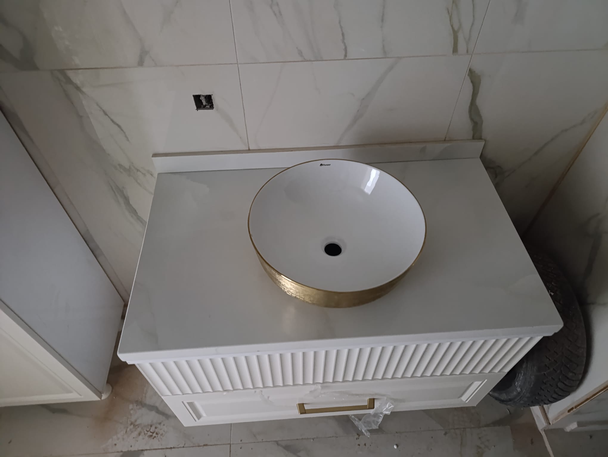 Porselen Lavabo Mermeri Stten Montajl